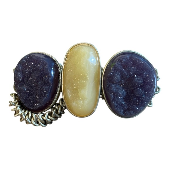 Natural stone & brass bangle - Picture 1 of 9